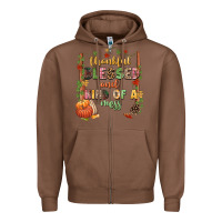 Chestnut Thankful blessed and kind of a mess Zipper Hoodie - NancyCooperArtShop