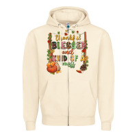 Sandshell Thankful blessed and kind of a mess Zipper Hoodie - NancyCooperArtShop