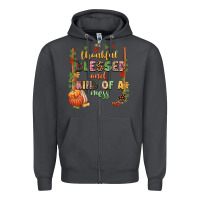Smoke Thankful blessed and kind of a mess Zipper Hoodie - NancyCooperArtShop