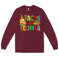 Burgundy tacos and tequila Long Sleeve Tee - RanaPortraitStore