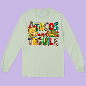 Tacos And Tequila Long Sleeve Tee Designed By Ranaportraitstore