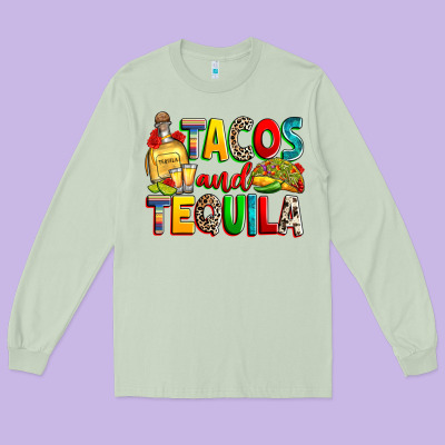 Tacos And Tequila Long Sleeve Tee Designed By Ranaportraitstore