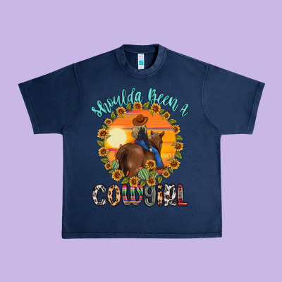 Shoulda Been A Cowgirl Urban Heavy Tee Designed By Maliassmallbusiness