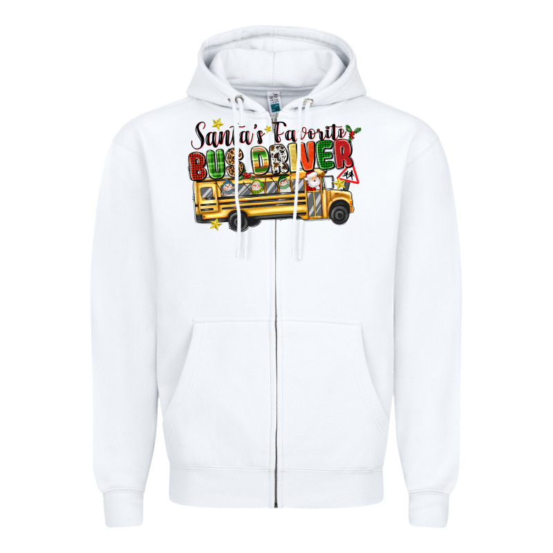 Santas Favorite Bus Driver Zipper Hoodie by texasbilliewilder | Teevron