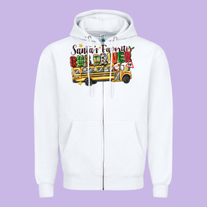 Santas Favorite Bus Driver Zipper Hoodie Designed By Texasbilliewilder