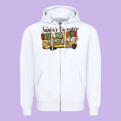 Santas Favorite Bus Driver Zipper Hoodie Designed By Texasbilliewilder