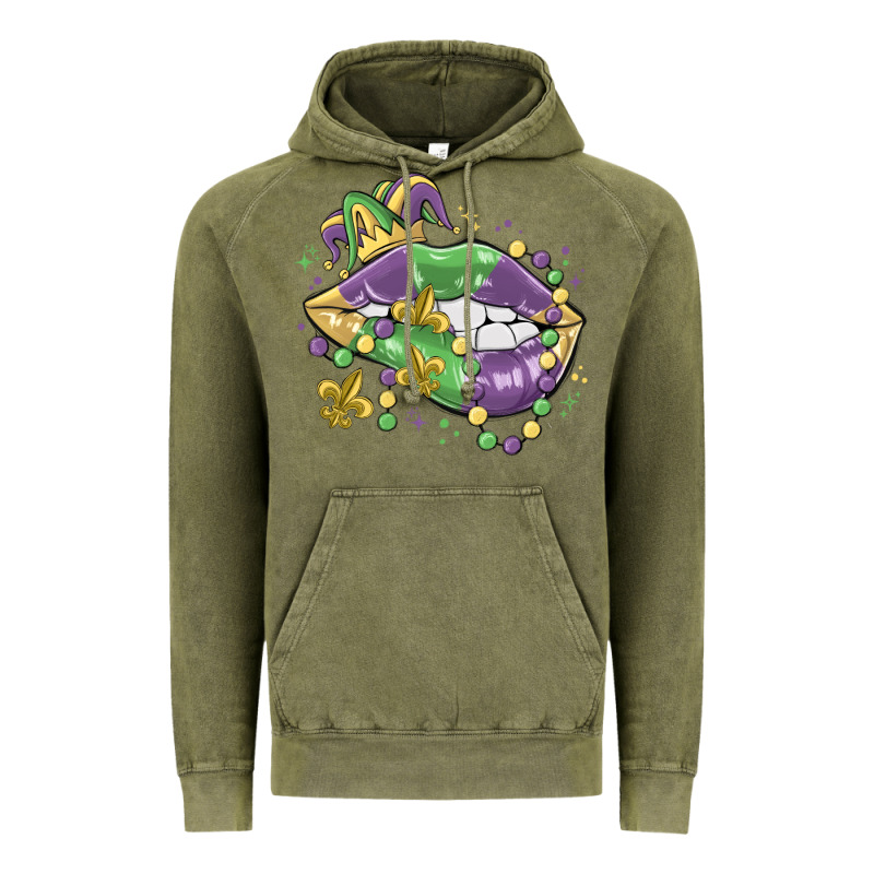 Mardi Gras Lips Vintage Hoodie by MaliasSmallBusiness | Teevron
