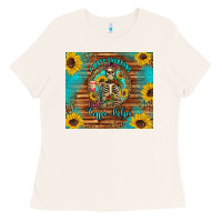 Bone i hate everyone but coffee helps western skeleton coffee sunflowers Ladies Tee - Artiststas
