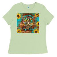 Matcha i hate everyone but coffee helps western skeleton coffee sunflowers Ladies Tee - Artiststas