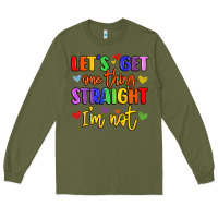 Army Green celebrate pride with colorful text Long Sleeve Tee - LillyAllenDesigns