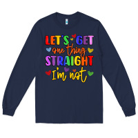 Navy celebrate pride with colorful text Long Sleeve Tee - LillyAllenDesigns