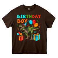 Chocolate Brown birthday boy t rex Heavy Core Tee - Artiststas
