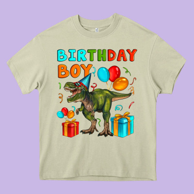 Birthday Boy T Rex Heavy Core Tee Designed By Artiststas
