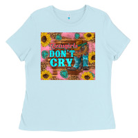 Baby Blue cowgirls don't crty boots hat sunflowers tumbler Ladies Tee - Artiststas