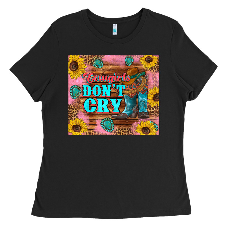 Cowgirls Don't Crty Boots Hat Sunflowers Tumbler Ladies Tee by Artiststas | Teevron