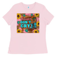 Bubblegum Pink cowgirls don't crty boots hat sunflowers tumbler Ladies Tee - Artiststas