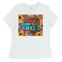 White cowgirls don't crty boots hat sunflowers tumbler Ladies Tee - Artiststas