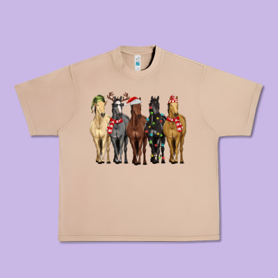 Horses With Christmas Urban Heavy Tee Designed By Maliassmallbusiness