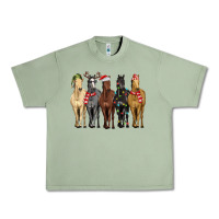 Oil Green horses with christmas Urban Heavy Tee - MaliasSmallBusiness
