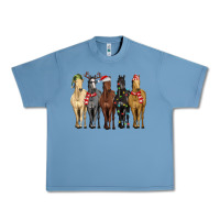 Pebble Blue horses with christmas Urban Heavy Tee - MaliasSmallBusiness