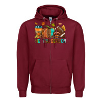 Burgundy Tis' the season Fall Zipper Hoodie - NancyCooperArtShop