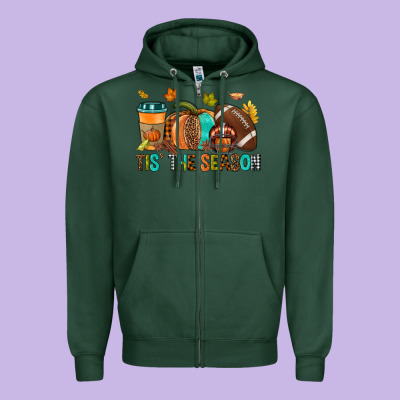 Tis' The Season Fall Zipper Hoodie Designed By Nancycooperartshop