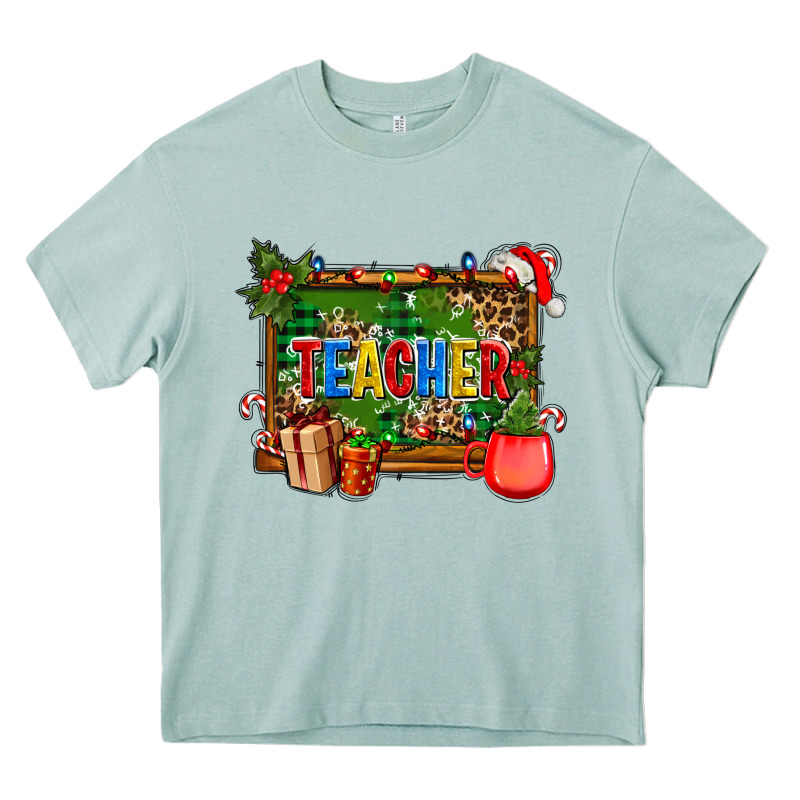 Christmas Teacher And Coffe Cup With Board Heavy Core Tee by AdoDesignShop | Teevron