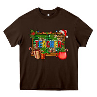 Chocolate Brown christmas teacher and coffe cup with board Heavy Core Tee - AdoDesignShop