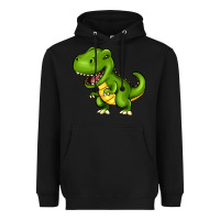 Black Cartoon T-Rex Heavyweight Hoodie - HowdyJamesFarm
