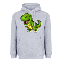 Heather Grey Cartoon T-Rex Heavyweight Hoodie - HowdyJamesFarm