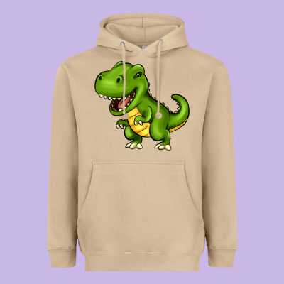 Cartoon T-rex Heavyweight Hoodie Designed By Howdyjamesfarm