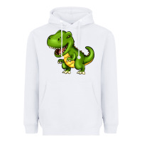 White Cartoon T-Rex Heavyweight Hoodie - HowdyJamesFarm