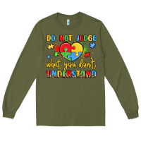 Army Green puzzle heart inclusivity message Long Sleeve Tee - LillyAllenDesigns