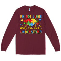 Burgundy puzzle heart inclusivity message Long Sleeve Tee - LillyAllenDesigns
