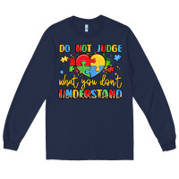 Navy puzzle heart inclusivity message Long Sleeve Tee - LillyAllenDesigns