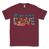 Burgundy all you need is love Classic Tee - NancyCooperArtShop