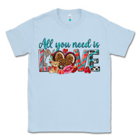 Dusty Blue all you need is love Classic Tee - NancyCooperArtShop