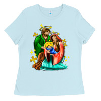Baby Blue oh holy night  with cross ado Ladies Tee - AdoDesignShop