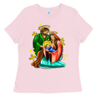 Bubblegum Pink oh holy night  with cross ado Ladies Tee - AdoDesignShop