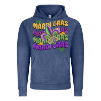 Vintage Denim mardi gras with fleur de lis Vintage Hoodie - MaliasSmallBusiness