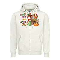 Oatmeal Heather Pumpkin spice and Jesus christ Zipper Hoodie - NancyCooperArtShop
