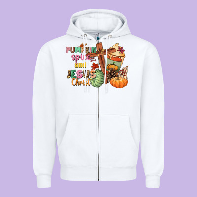 Pumpkin Spice And Jesus Christ Zipper Hoodie Designed By Nancycooperartshop