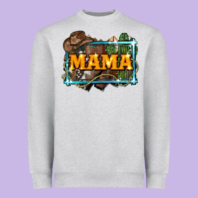Mama Cowboy Western Font Cactuslove Mom Heavyweight Sweatshirt Designed By Lillyallendesigns