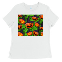 White halloween pumpkin tumbler Ladies Tee - BundleAndBundleShop