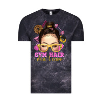 Cloud Black messy bun gym hair dont care Vintage Tee - NancyCooperArtShop
