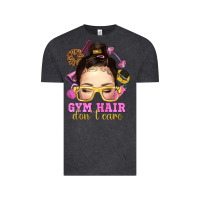 Vintage Black messy bun gym hair dont care Vintage Tee - NancyCooperArtShop