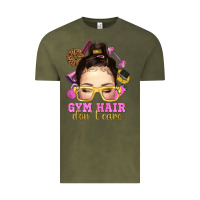 Vintage Olive messy bun gym hair dont care Vintage Tee - NancyCooperArtShop