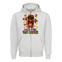 Dove Grey santas favorite school bus driver afro messy bun Zipper Hoodie - texasbilliewilder
