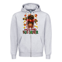 Heather Grey santas favorite school bus driver afro messy bun Zipper Hoodie - texasbilliewilder