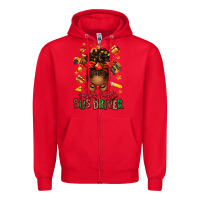 Red santas favorite school bus driver afro messy bun Zipper Hoodie - texasbilliewilder